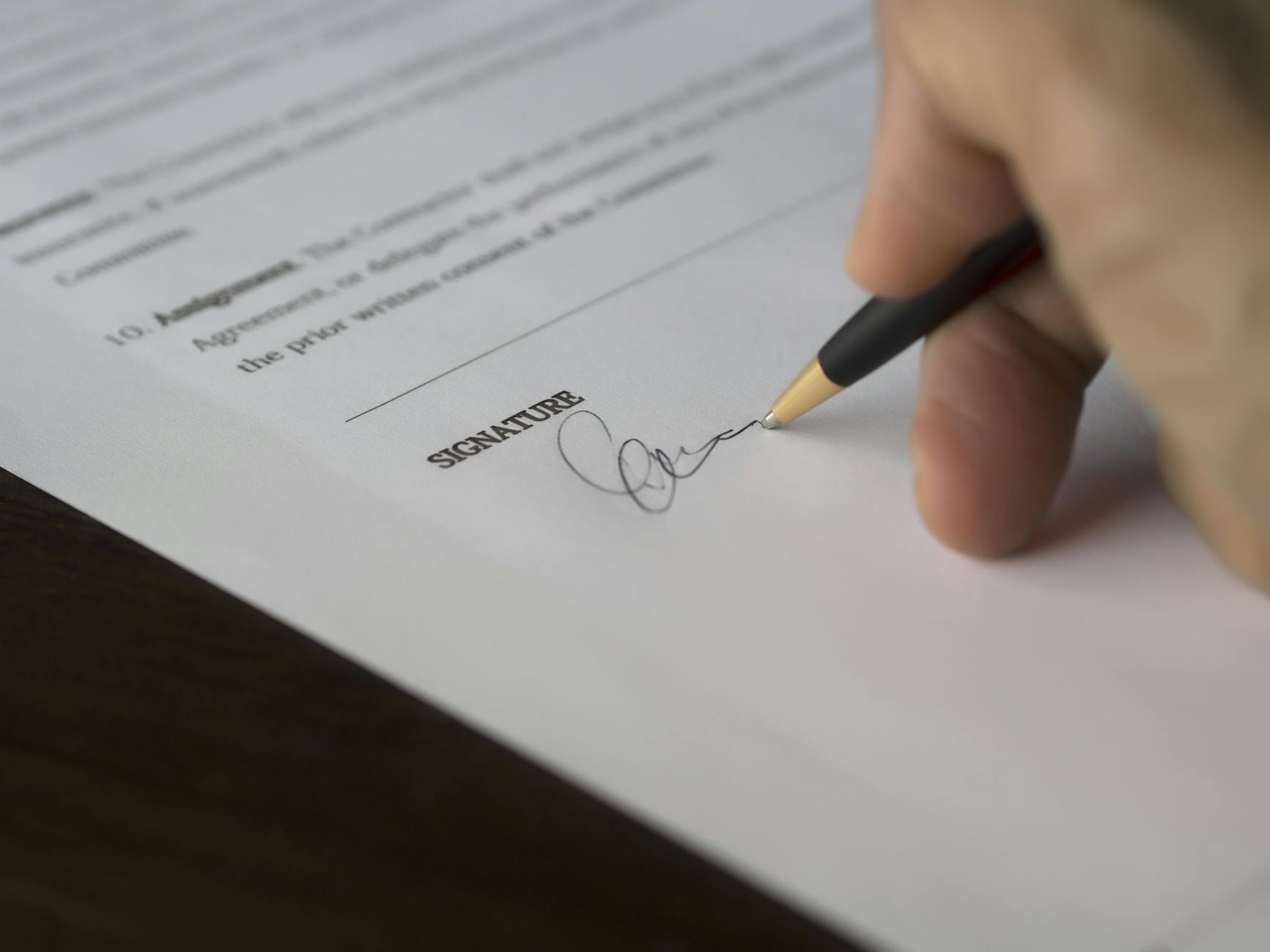 Business deal contract agreement signing
