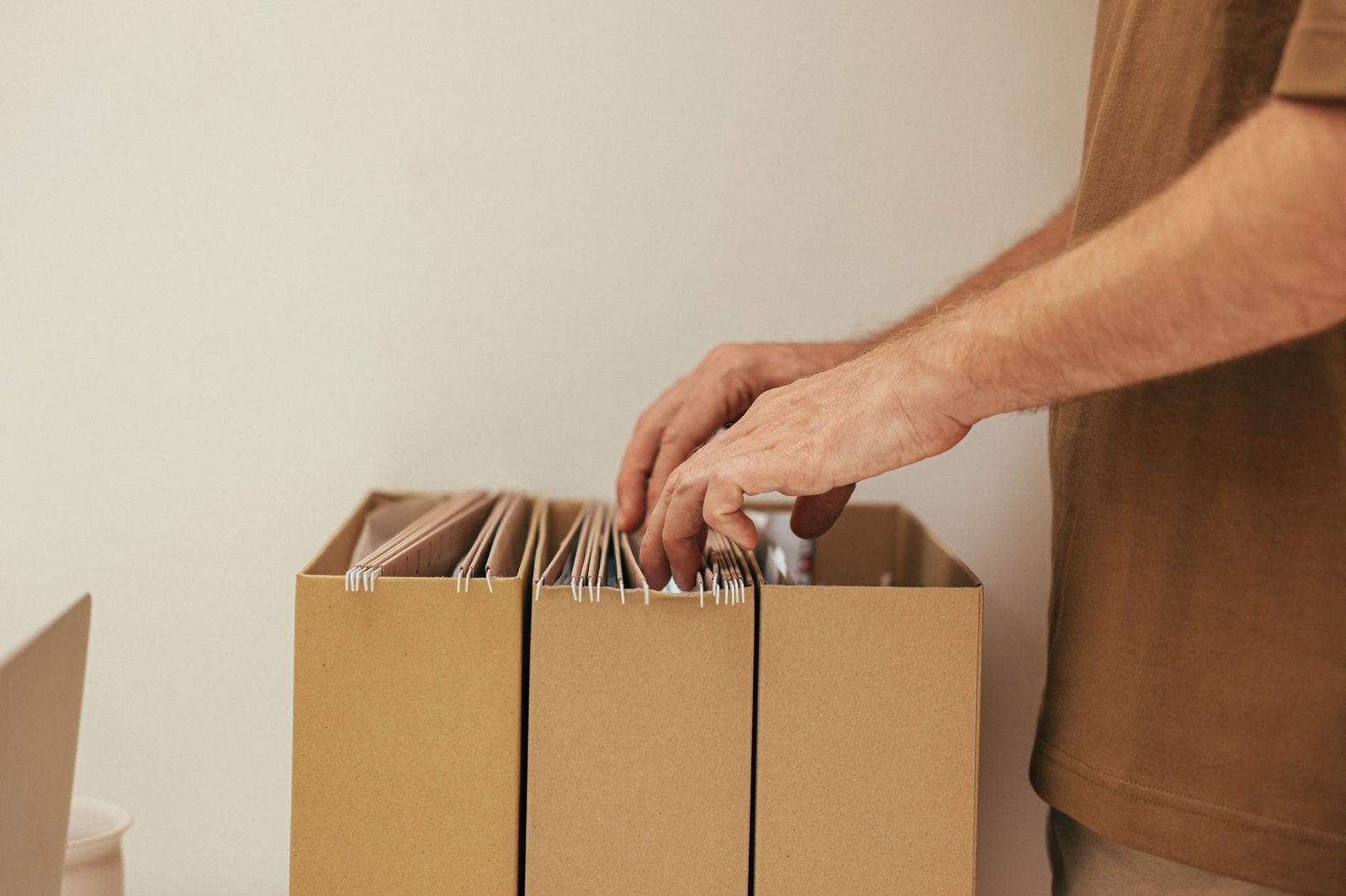 Organised document storage files in an office setting